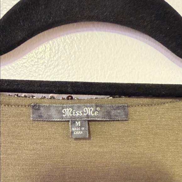 Miss Me Olive Lace Vest with Sequins Size Medium - Picture 2 of 6